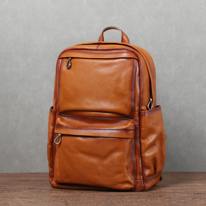 Genuine Leather Backpack - Mochila Masculina YETTIES Vintage em Couro