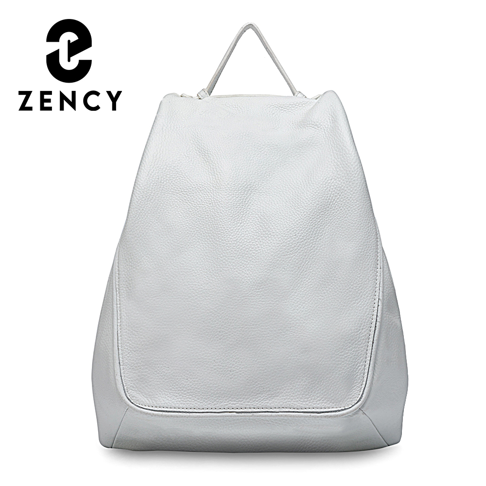Genuine Leather Backpack - Zency mulheres 100% couro genuíno anti-roubo