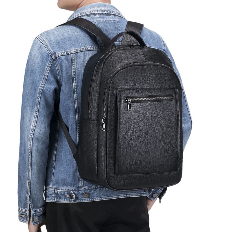 Genuine Leather Backpack - Bolsa masculina de couro com alça