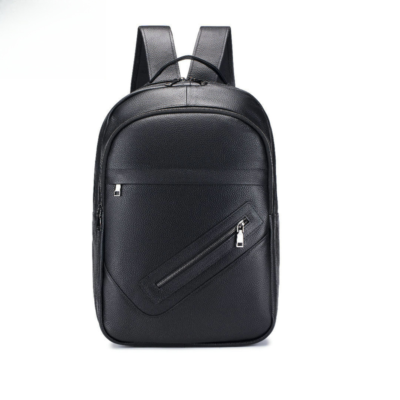 Genuine Leather Backpack - Bolsa de Ombro Dupla de Couro