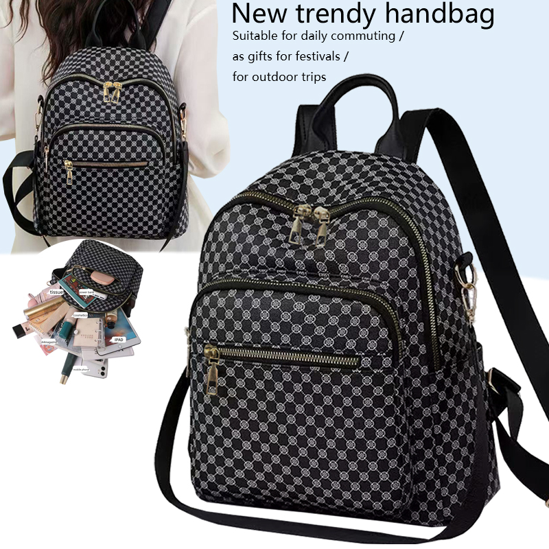 Weekender Bag Duffle - Mochila PU com Padrão Geométrico Vintage