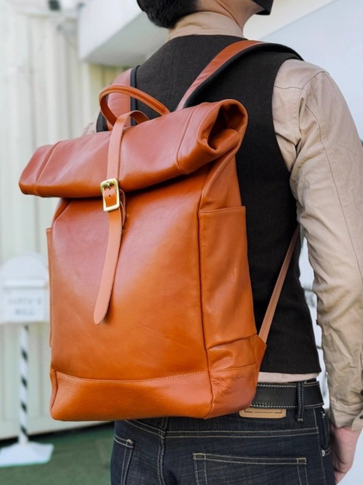 Mochila Masculina de Couro Gen - Genuine Leather Backpack avaliação e preço