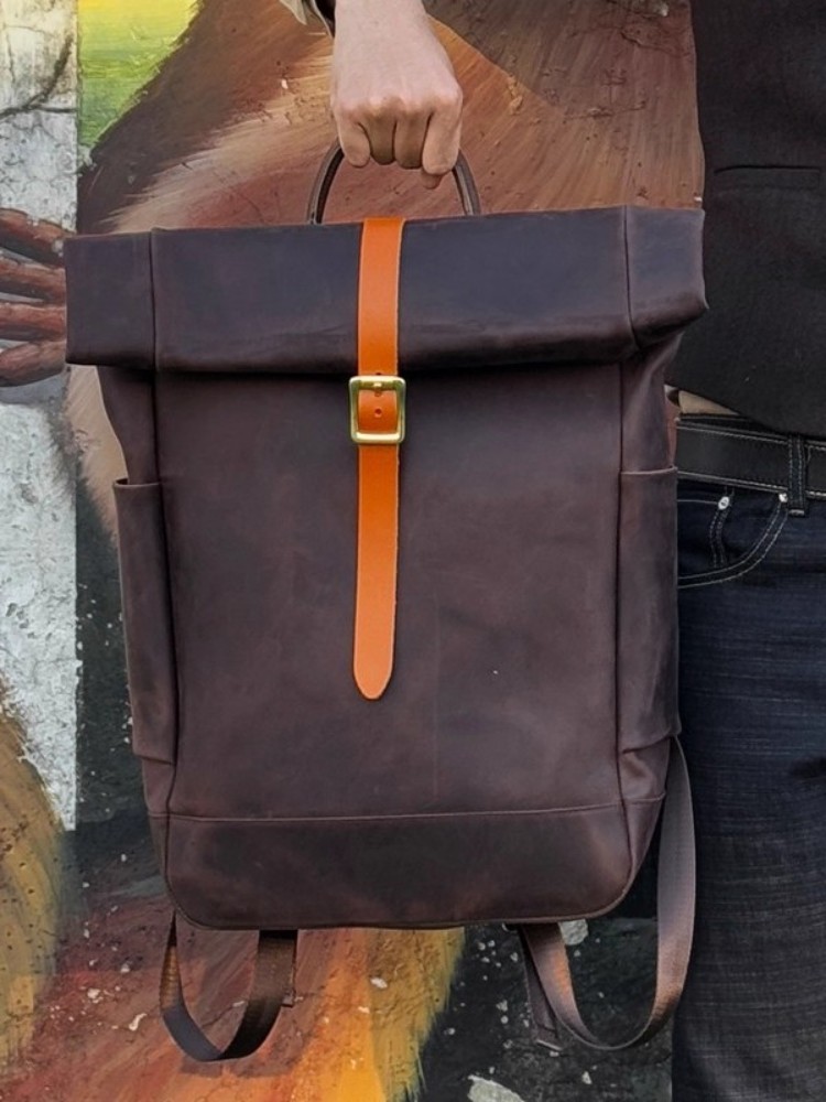 Mochila Masculina de Couro Gen - Genuine Leather Backpack avaliação e preço