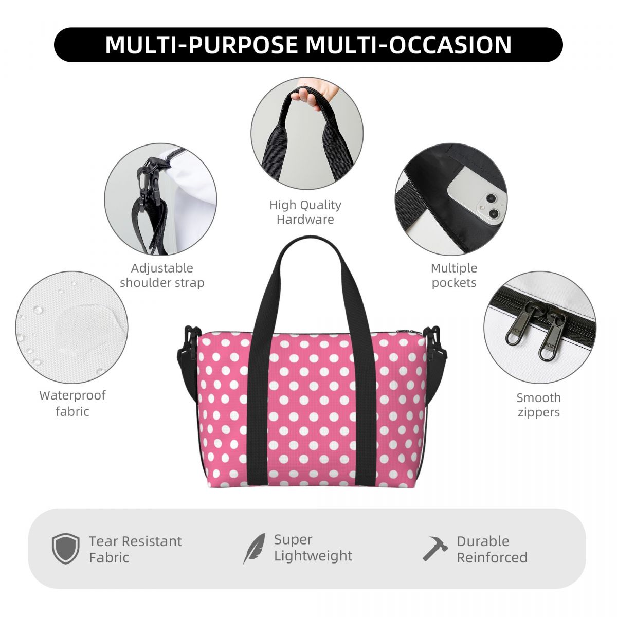 Rosa bolinhas sacola grande ca - Luxury Bags Luggage avaliação e preço