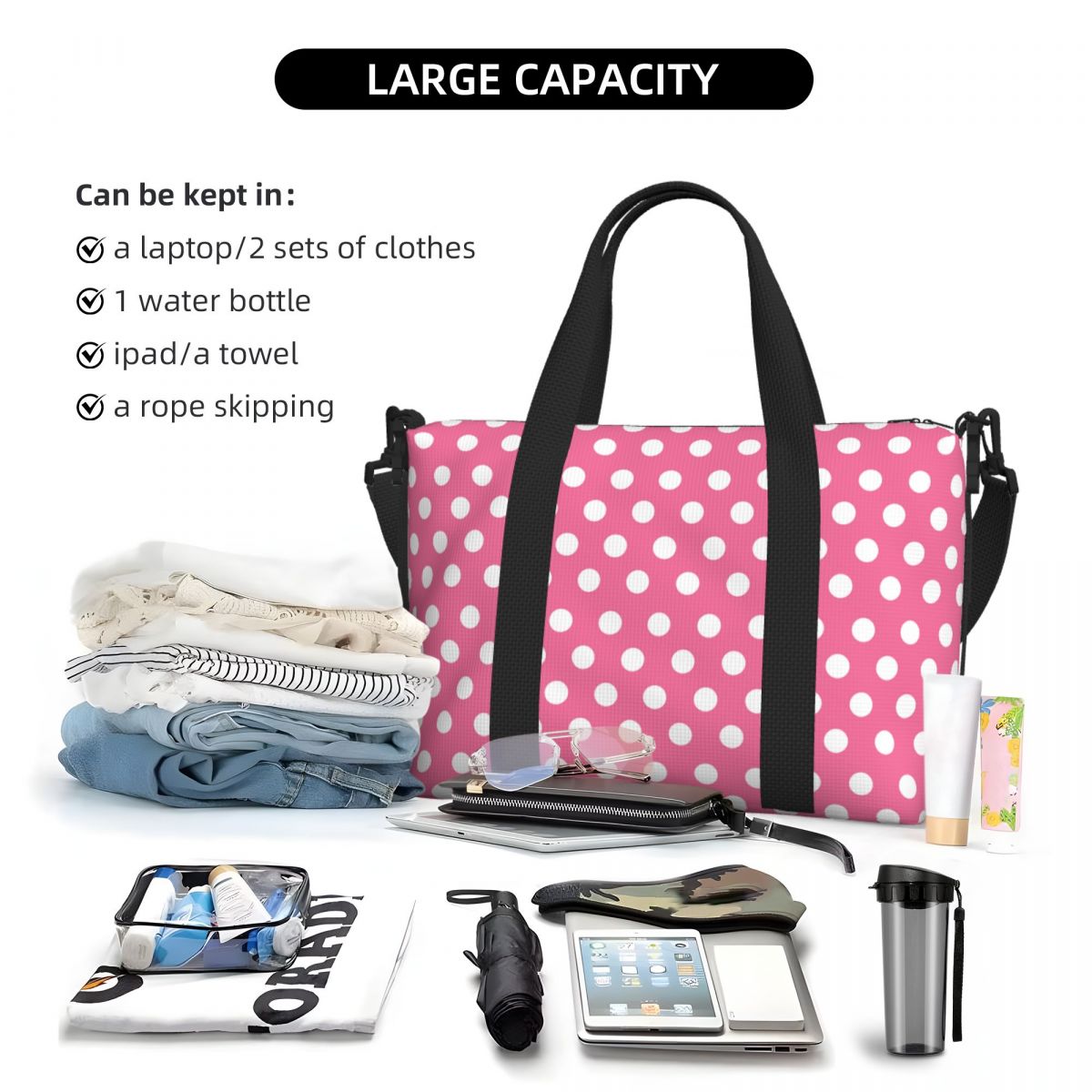 Rosa bolinhas sacola grande ca - Luxury Bags Luggage avaliação e preço