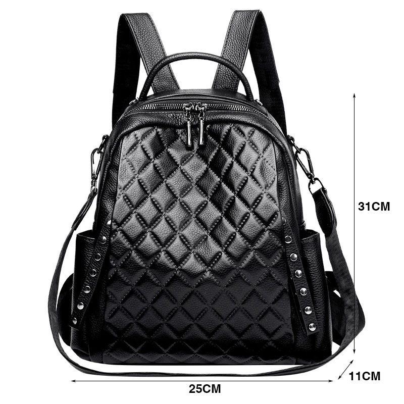 Genuíno couro mochila feminina - Genuine Leather Backpack avaliação e preço