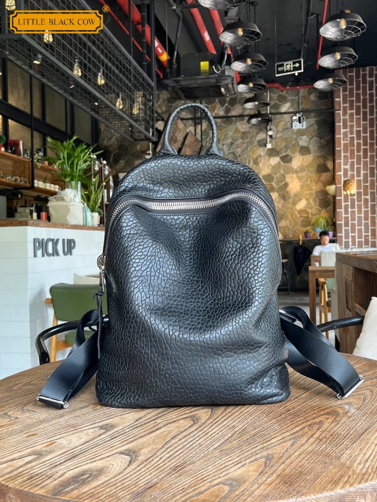 Mochila casual de pele de ovel - Genuine Leather Backpack avaliação e preço