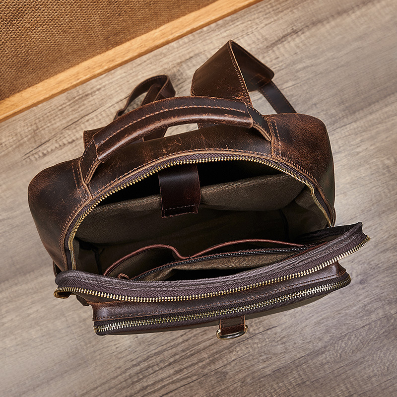 Mochila Masculina de Couro Enc - Genuine Leather Backpack avaliação e preço