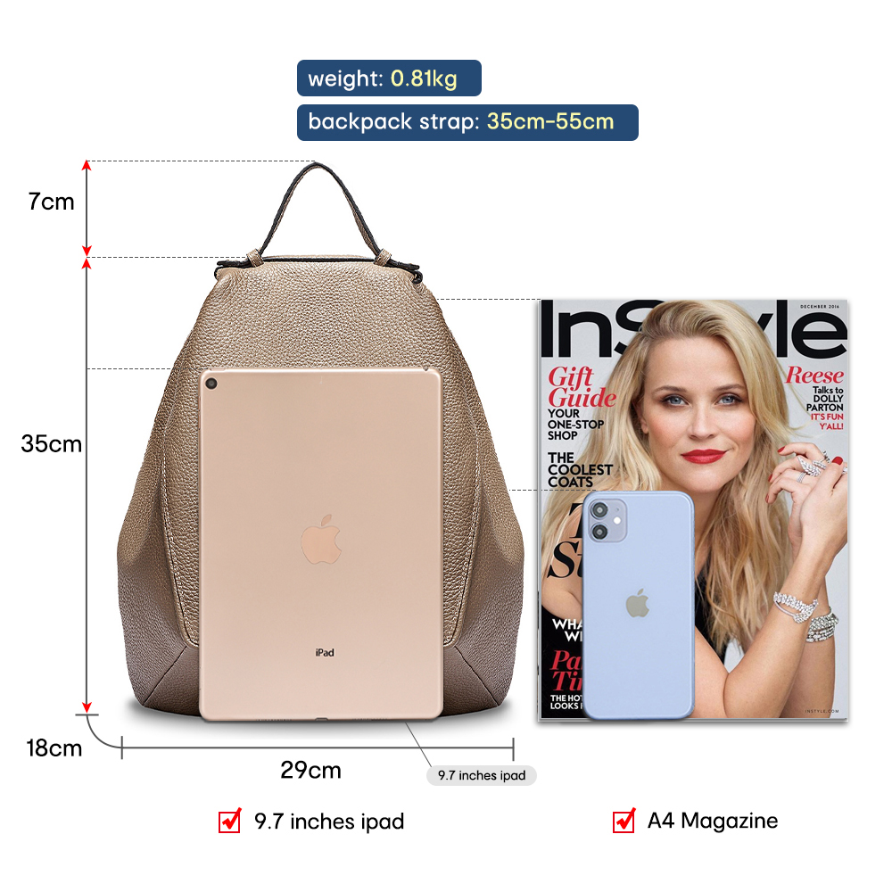 Zency mulheres 100% couro genu - Genuine Leather Backpack avaliação e preço