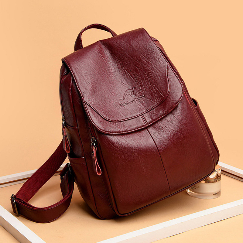 9 cores mulheres mochilas de c - Genuine Leather Backpack avaliação e preço