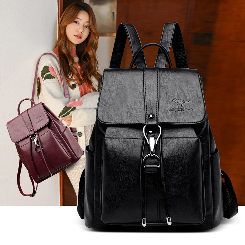 Anti roubo mochila feminina bo - Genuine Leather Backpack avaliação e preço