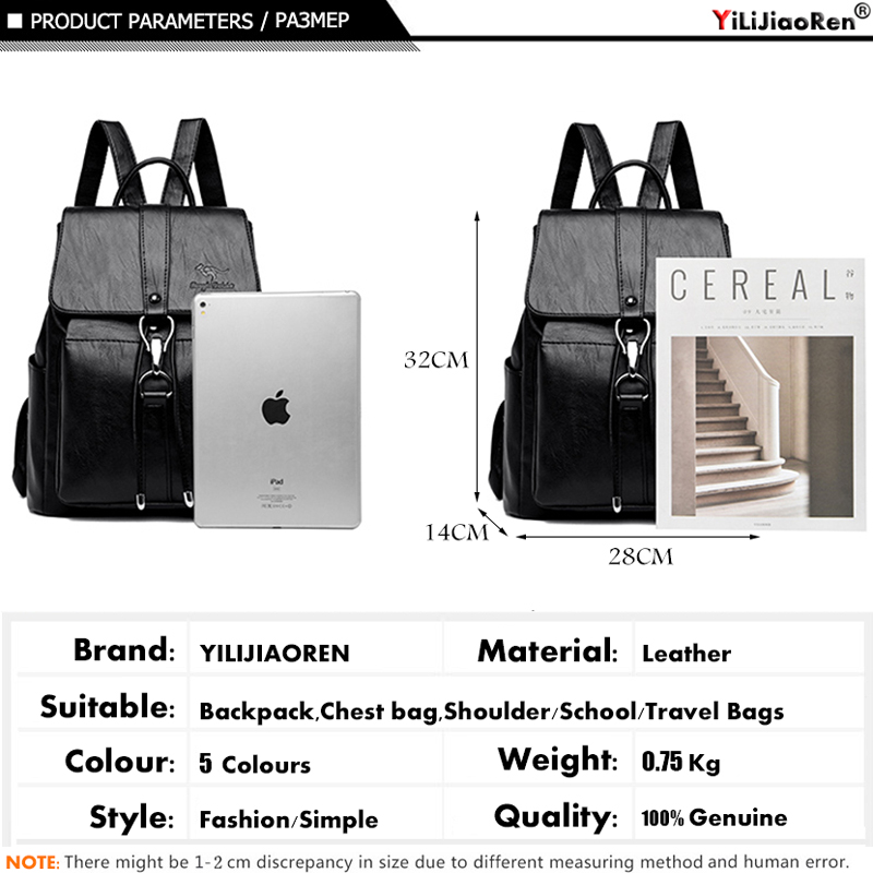 Anti roubo mochila feminina bo - Genuine Leather Backpack avaliação e preço