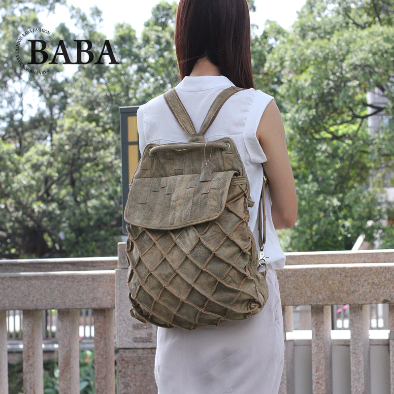 Novo europeu/americano mochila - Genuine Leather Backpack avaliação e preço