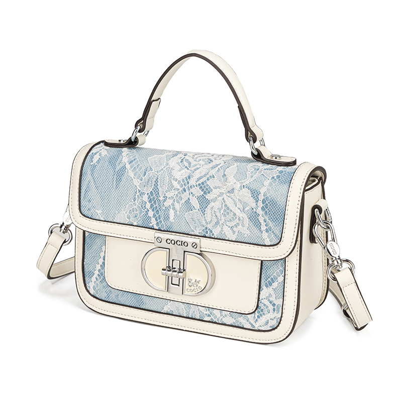 Bolsa Feminina Azul Branco com - Structured Handbag Top Handle avaliação e preço