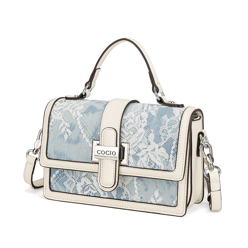 Bolsa Feminina Azul com Estamp - Structured Handbag Top Handle avaliação e preço