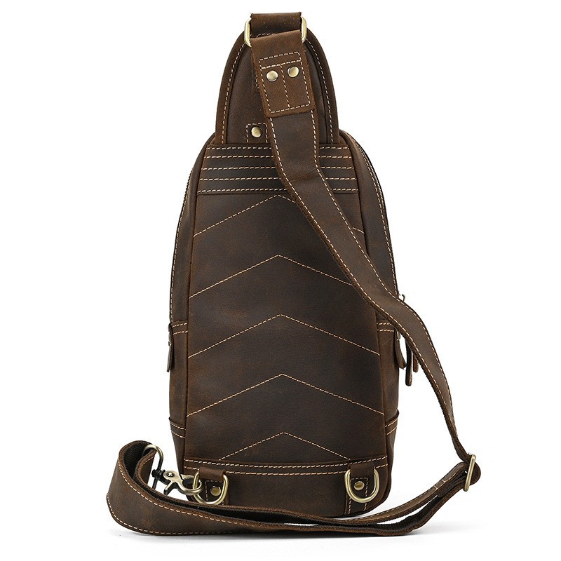 Bolsa de peito de couro real m - Genuine Leather Backpack avaliação e preço