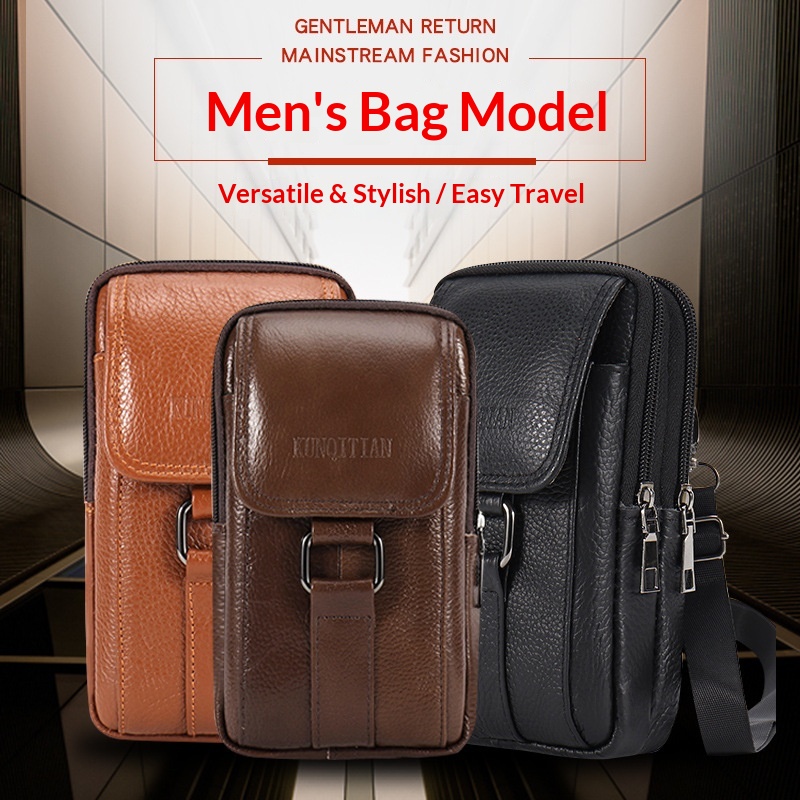 Bolsa de Cintura Masculina em  - Genuine Leather Backpack avaliação e preço